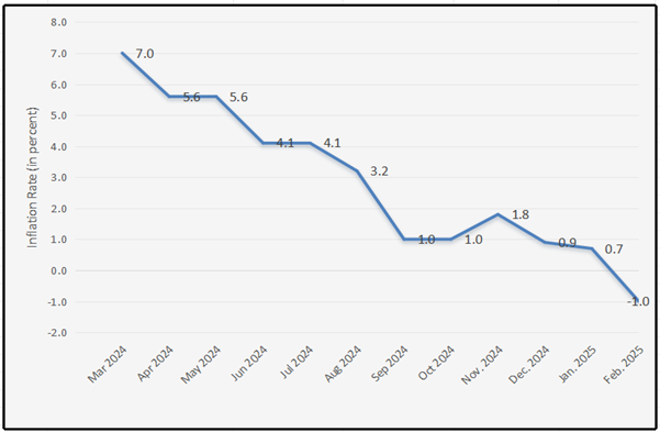 1-Year Monthly Inflation Rate of Romblon: March 2024 - February 2025