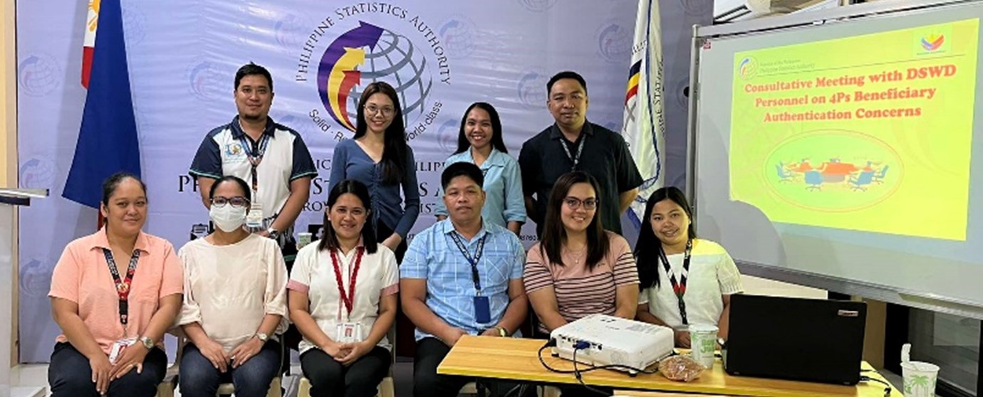 In frame, PSA employees, together with DSWD employees who participated the meeting onsite.