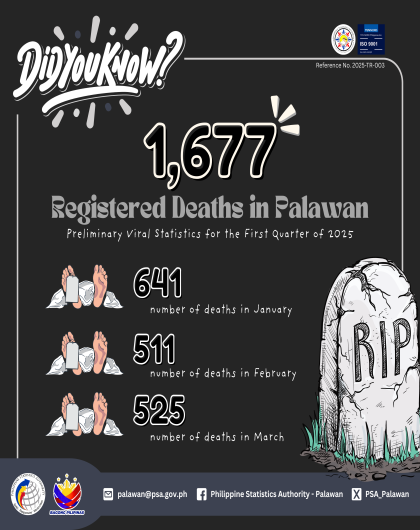 Preliminary Vital Statistics on Registered Deaths in Palawan for the First Quarter of 2025