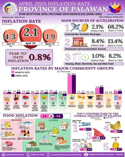 April 2025 Inflation Rate for Bottom 30% Income Households in the Provice of Palawan (2018=100)