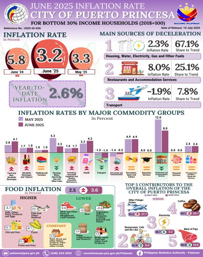 June 2025 Inflation Rate for Bottom 30% Income Households in the City of Puerto Princesa (2018=100)