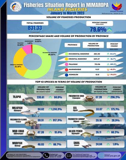 2023 Volume of Inland Fisheries Production in MIMAROPA