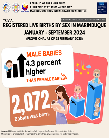 Registered Live Births in Marinduque by Sex: January - October 2024 (P as of 28 February 2025)