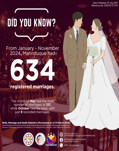 Registered Marriages in Marinduque: January to November 2024 (P as of 31 March 2025) 
