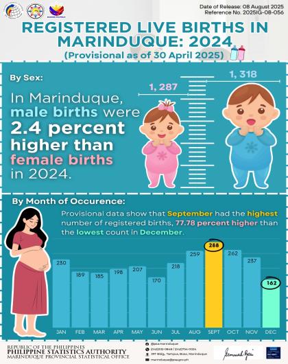 Registered Live Births in Marinduque: 2024 (P as of 30 April 2025)
