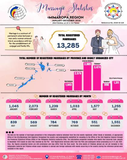 Marriage Statistics MIMAROPA: January to December 2023