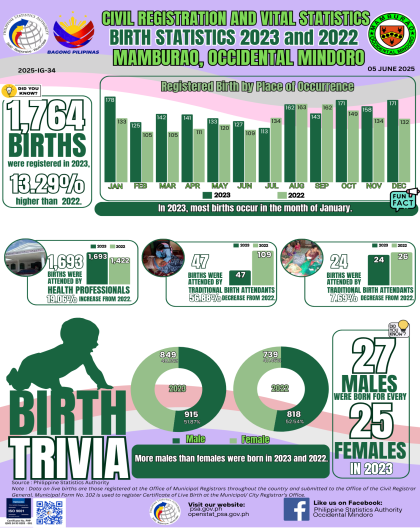 Mamburao Birth Statistics 2023 and 2022