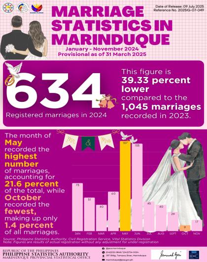 Marriage Statistics in Marinduque: January - November 2024 (P as of 31 March 2025)