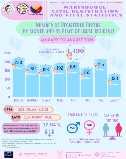 Number of Registered Births By Month, by place of Usual Residence
