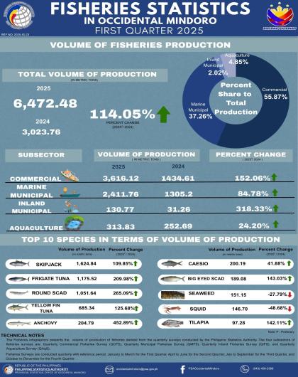 Fisheries Statistics in Occidental Mindoro First Quarter 2025