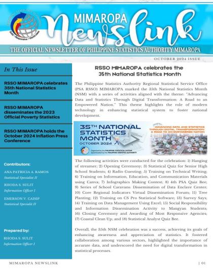 October 2024 Newsletter MIMAROPA