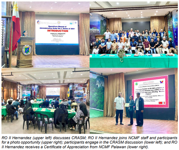 PSA Palawan Supports Muslim Personal Laws Awareness Seminar, Highlights CRASM
