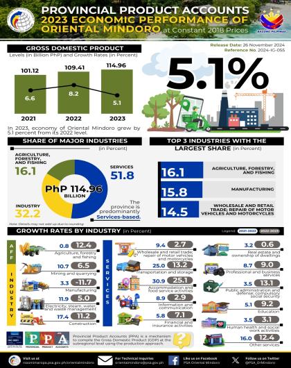 2023 Economic Performance of Oriental Mindoro at Constant 2018 Prices