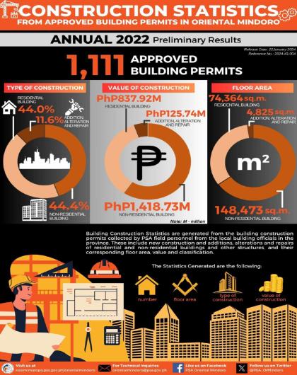 Oriental Mindoro Building Construction Statistics - Annual 2022 (Preliminary Results)