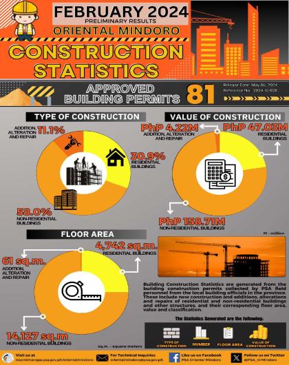 Oriental Mindoro Building Construction Statistics - February 2024 (Preliminary Results)