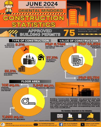 Oriental Mindoro Building Construction Statistics June 2024 (Preliminary Result)