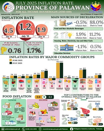 July 2025 Inflation Rate for all Income Households in the Province of Palawan (2018=100)