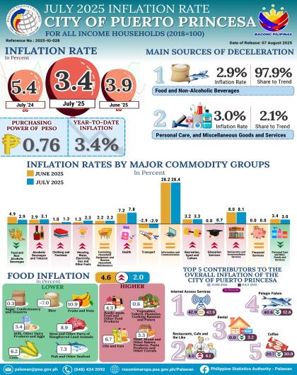 July 2025 Inflation Rate for all Income Households in the City of Puerto Princesa (2018=100)