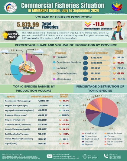 Commercial Fisheries Situation in MIMAROPA Region: July to September 2024