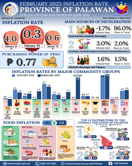 February 2025 Inflation Rate for All Income Households in the Province of Palawan (2018=100)
