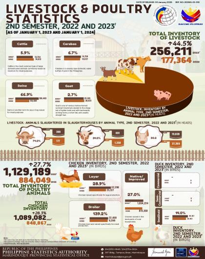 Livestock & Poultry Statistics, 1st Semester, 2023 and 2024, Marinduque