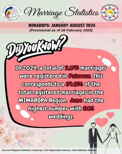 Trivia on Marriage Statistics, MIMAROPA: January to August 2024