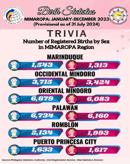 Trivia of Number of Registered Birth by Sex in Mimaropa Region