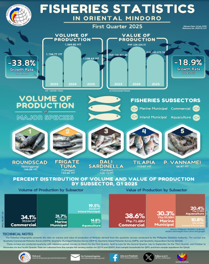Oriental Mindoro Fisheries Statistics First Quarter 2025