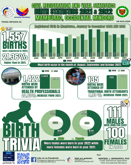 Birth Statistics 2021 & 2022 Mamburao, Occidental Mindoro