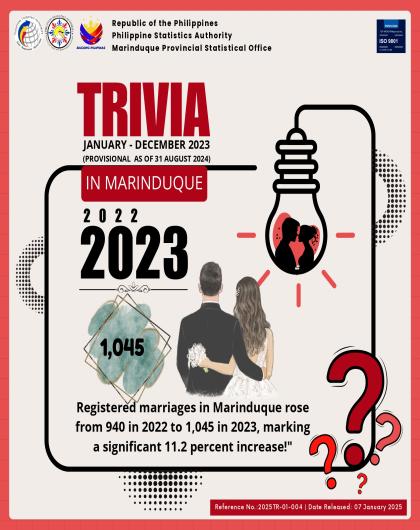 Registered Marriages in Marinduque: Jan-Dec 2024 (P as of 31 Aug 2024)