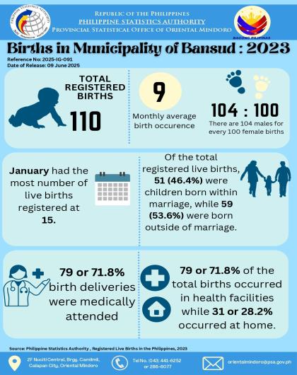 Registered Births in Municipality of Bansud, Oriental Mindoro: 2023