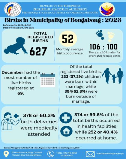 Registered Births in Municipality of Bongabong, Oriental Mindoro: 2023