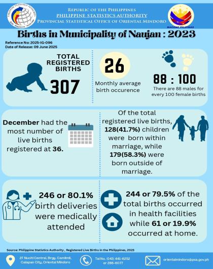 Registered Births in Municipality of Naujan, Oriental Mindoro: 2023