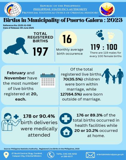 Registered Births in Municipality of Puerto Galera, Oriental Mindoro: 2023