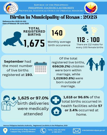 Registered Births in Municipality of Roxas, Oriental Mindoro 2023