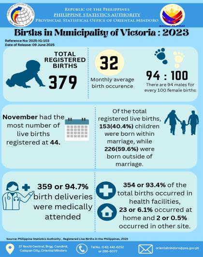Registered Births in Municipality of Victoria, Oriental Mindoro: 2023